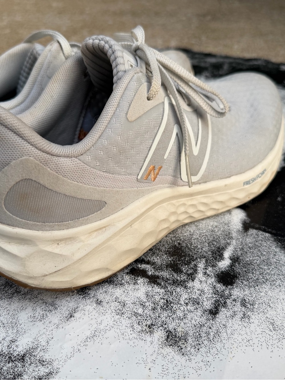 New Balance Light Gray and Orange Accent Running Shoe